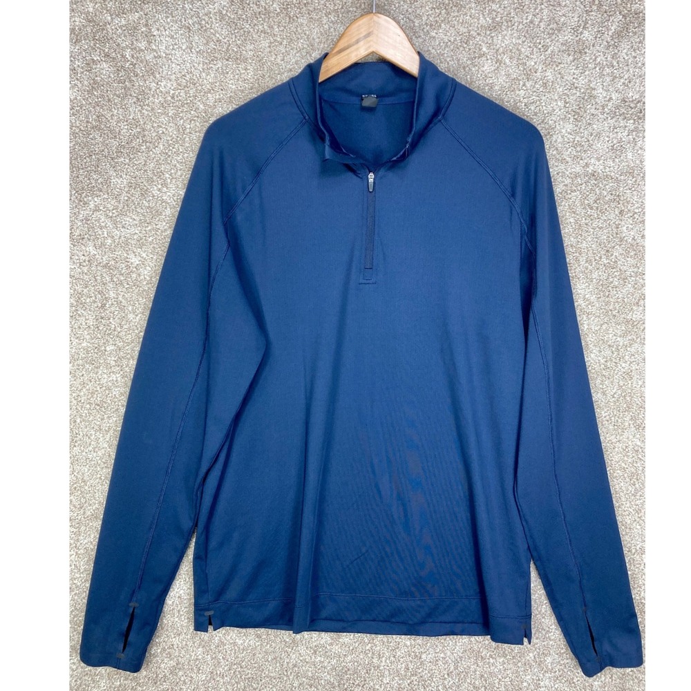 Rhone Quarter Zip Pullover Mens M Blue Long Sleeve Thumbhole Active Top